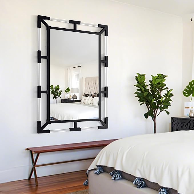 Chende Modern Black Wall Mirror Decor with Clear Acrylic and Metal Frame by ChendeMirror