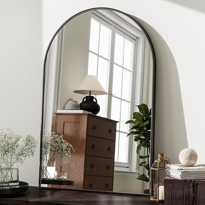 HARRITPURE 20"x30" Arched Bathroom Mirror Wall Mounted Black Arch Mirror - Image 2