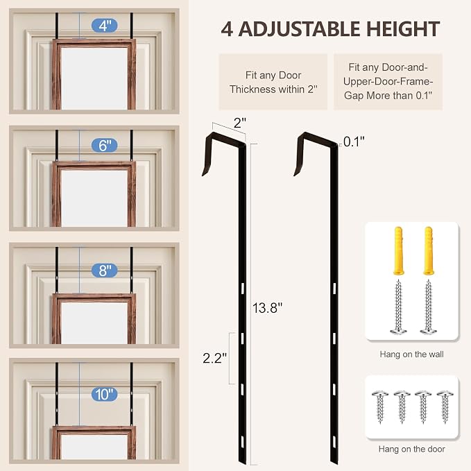 48"x14" Door Mirror, Rustic Full Length Mirror, Over The Door Hanging Mirrors Full Length, Wooden Hanging Mirrors for Bedroom, Bathroom, Brown - Image 5