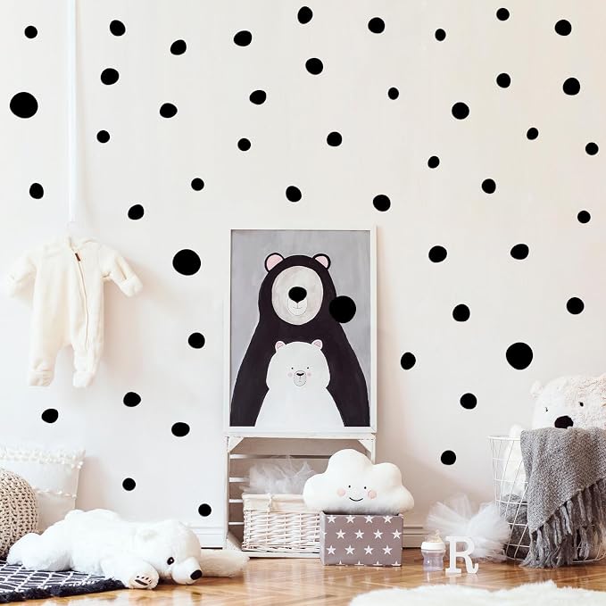 TaoBary 15 Sheet 300 Pcs Irregular Polka Dot Boho Wall Decals,Black | Removable Modern Vinyl Boho Wall Stickers Terrazzo Pattern for Playroom Bedroom - Image 4