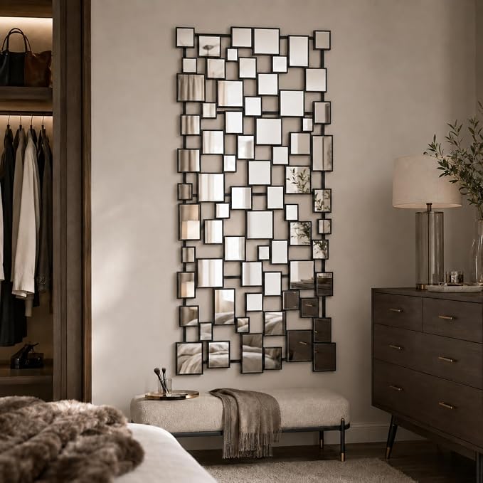 Large Modern Wall Mirror - 27.55"x55.1" Black Wall Mirrors Metal Framed Decorative Mirror for Entryway Bedroom Living Room Home Decor - Image 8