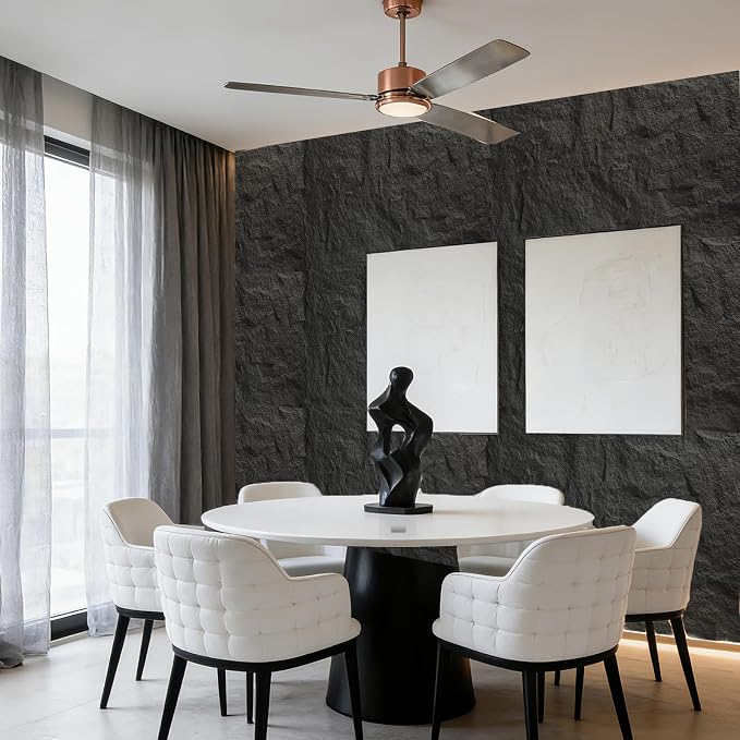 3D Faux Stone Wall Panels, 1.18" (30MM) Extra Thick PU Stone Panels for Interior Wall Decor, 4 Pack Waterproof Lightweight Cement Texture Accent Panels for Living Room, Office, 47.2" x 23.6", Black - Image 4