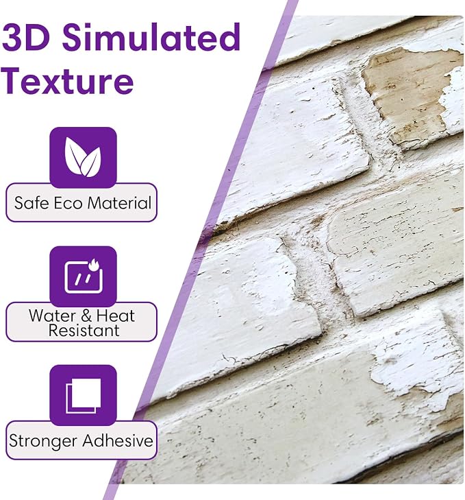 3D Faux Brick Wall Panels Peel and Stick, Designed for Quick DIY | Warm Whitewash, 10 Pcs 11.8" x 11.8", Small Brick-Look, Ultra-Light Fake Brick Covering for Wall Renovation, Cover 9.7 sq ft - Image 4