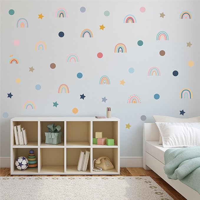 Star Stickers Dots Rainbow Wall Decals for Girls Bedroom, Boho Dot Wall Stickers Peel and Stick Murals Star Decals for Nursery Children Baby Kids Living Room Home Decorations - Image 4