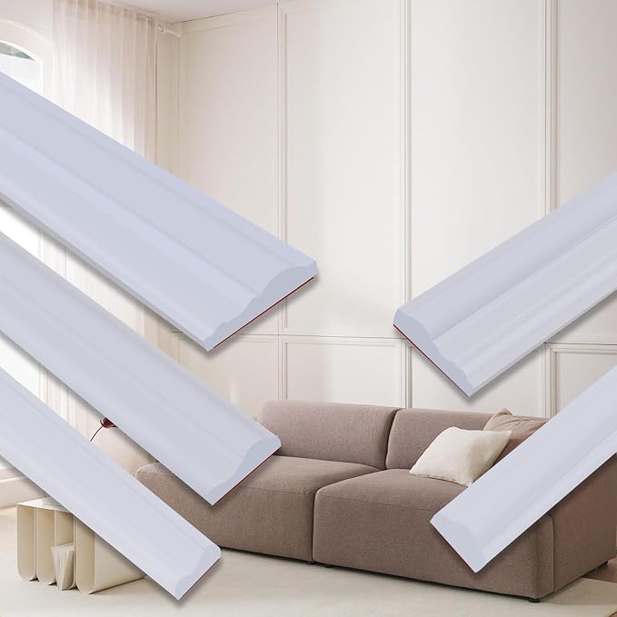 QDYMXUN Peel and Stick Chair Rail Panel Molding, 480''L x 1.06''W Strong Self Adhesive TPE Wall Moulding Trim for Home DIY Decoration (Paintable White) by QDYMXUN