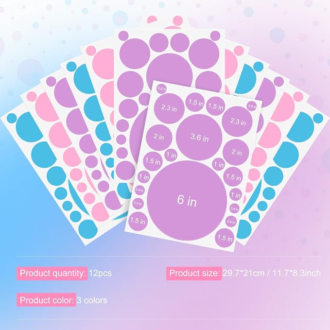 Zonon 264 Pcs Polka Dot Wall Stickers Circles Removable Lilac Pink Blue | Polka Dot Decals for Classroom Nursery Bedroom Playroom, Peel Stick Vinyl, Easy Apply Remove, Colorful Kids Room Decor - Image 2