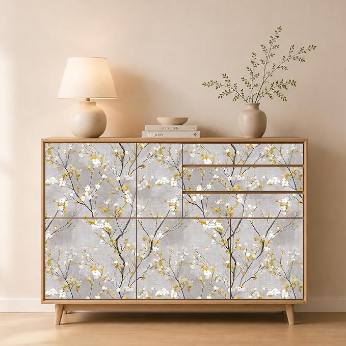 White Floral Branches Removable Self-Adhesive Wallpaper for Bedroom & Living Room Decor 17.7×118 Inch,Waterproof Wall Covering for Accent Walls, Apartment, Nursery - Image 3