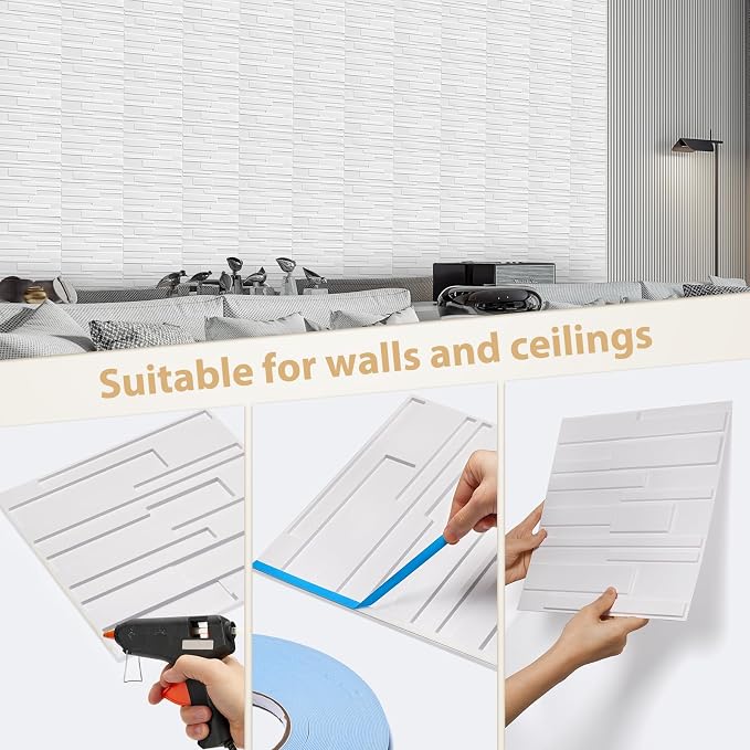 Heikki 30 Pack 3D Wall Panel for Interior Wall Décor, PVC Flower Textured Wall Panels for Living Room Bedroom Hotel Office, 11.8"x11.8", Double-Sided Tape (White-SY) - Image 3