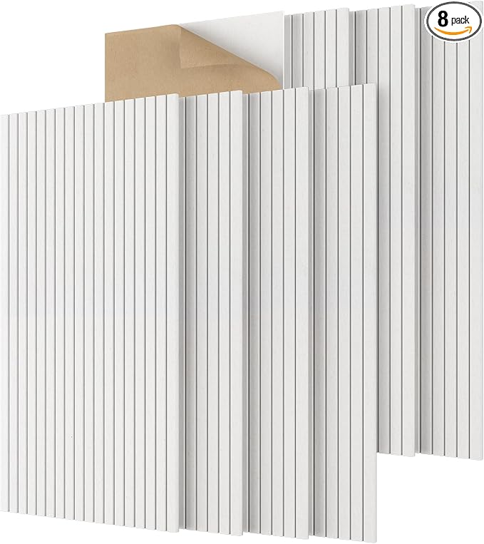 TONOR 8 Pack Large Acoustic Panels,47.2" X 23.6" X 0.35" Acoustical Wall Panel, Self-Adhesive Sound Proof Panels, Decorative Soundproof Wall Panels for Echo Absorption for Home Studio Office, White by TONOR