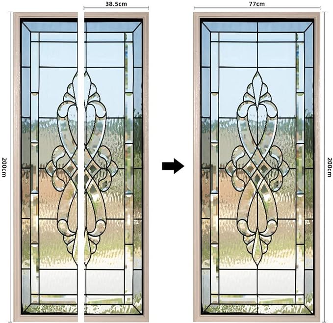 artfanke 3D Door Sticker Peel and Stick 33.5"x84.6" - Stained Glass Door Murals Wallpaper (not Transparent)-Self-Adhesive Wall Decals for Bedroom Decor (2 Sheets/Set) - Image 7