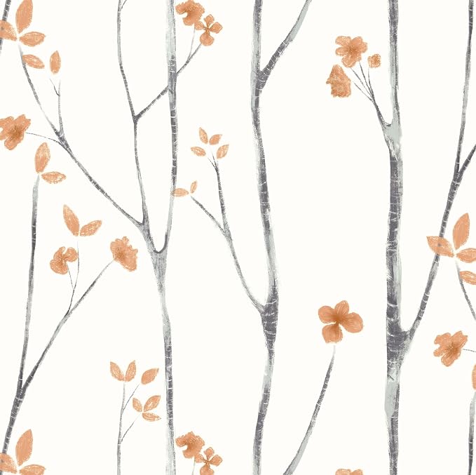 Timeet Floral Wallpaper Peel and Stick Wallpaper Boho 16.14"x393.7" Flower Wallpaper Tree Contact Paper Self Adhesive Removable Wallpaper for Walls Covering Vinyl Roll by Timeet