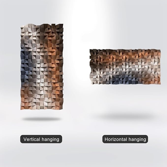 LIUZEYUE Textured Wall Art, 3D Wood Mosaic with Blue White Orange Lines, Abstract Modern Wall Decor for Entryway or Narrow Hallway, Horizontal or Vertical Hanging, 15.7"x31.5" - Image 5