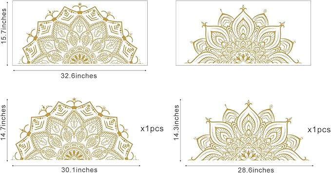 Half Mandala Wall Decal Mandala Wall Sticker Mandala Decals for Walls Flower Wall Stickers Removable Peel and Stick Wall Decals for Bedroom Living Room Yoga Studio Decor | Headboard vinyl decoration, yoga room decor, lotus peel and stick, removable, se... - Image 7