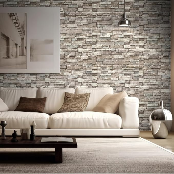 Yutianli 20PSC 3D Wall Panels Peel and Stick Faux Brick Wall Panels Self-Adhesive 3D Brick Wallpaper Foam Stone Wall Panel - Image 4