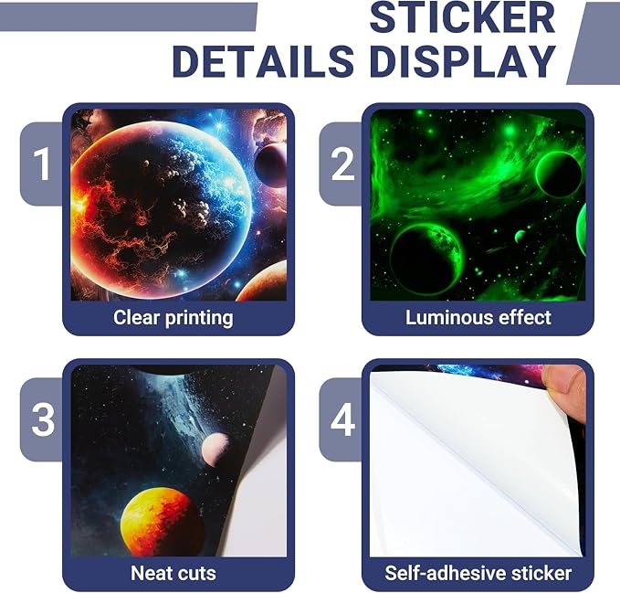 Quanhaigou Glow in The Dark 3D Space Wall Decals, Set of 3 Galaxy Window Stickers for Wall,Planet Themed Room Decor for Kids Boys (Galaxy Glow Green) - Image 4