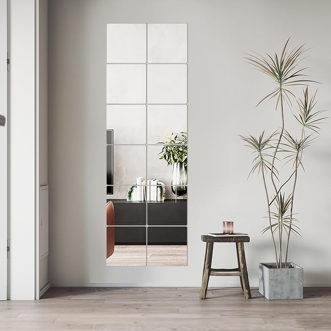 LXCREAT 4 Packs Peel and Stick Mirrors for Wall, 11.8" x 11.8" Mirror Tiles - Image 8