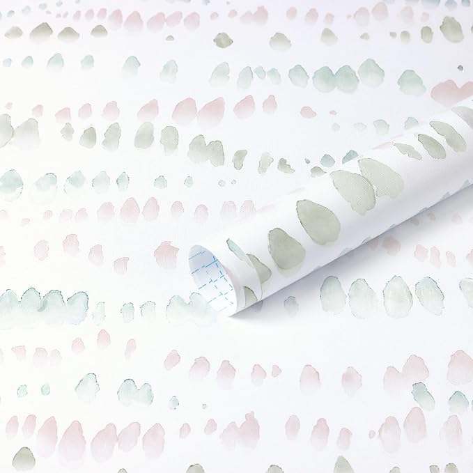 Heroad Boho Peel and Stick Wallpaper Pink/Colorful Contact Paper 17.3''x78.7'' Polka Dot Wall Paper Modern Removable Self Adhesive Wallpaper for Bathroom Kitchen Cabinet Waterproof Decor Vinyl Roll by HeroadBrand