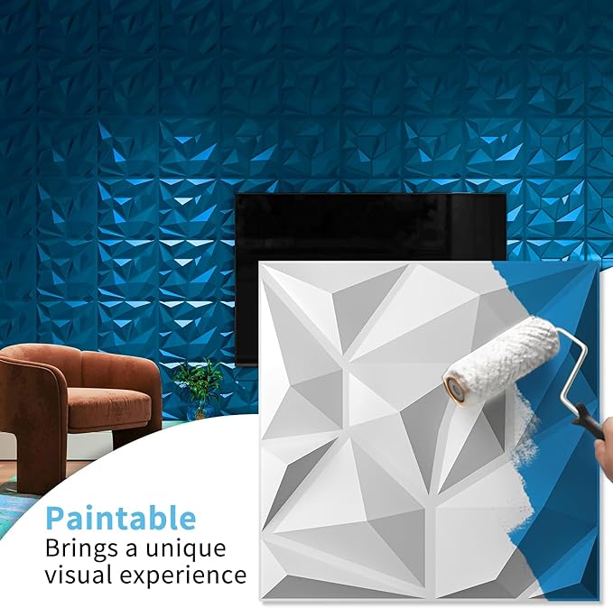 Art3d 20 Pack Decorative 3D Wall Panels for Interior Wall Decor Living Room, 11.8"x11.8" Cover 19 Sq.Feet White PVC Panels for Bedroom TV Background Gaming Room Decor - Image 2