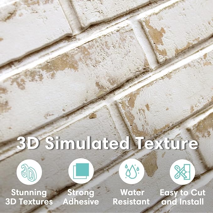 Commomy 3D Faux Brick Wall Panels - 10pcs 15.74" x 11.8" | Thin UrltraLight PVC Peel and Stick Brick Wall Covering for Quick DIY Interior Wall Decor,Not Real Brick (12.92 sq.ft) - Image 2