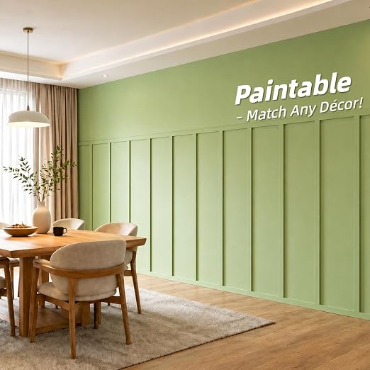Art3d Premade Paintable Board and Batten Wainscoting Kit, 167.32 x 70.08 in | MDF, Molding Trim Slat with Edge Strip, High-Impact, Durable, Glue-On Installation, Ideal for Living Room, Bedroom, Corridor - Image 2