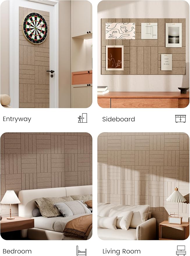 Bumusty 36"x 24" Large Felt Bulletin Board Tiles, Taupe | 6-Pack Cork Board Alternative, Wall Decor, 30 Pushpins, 30 Adhesive Tabs, Vision Board, Office, Classroom, Home, Dorm - Image 6