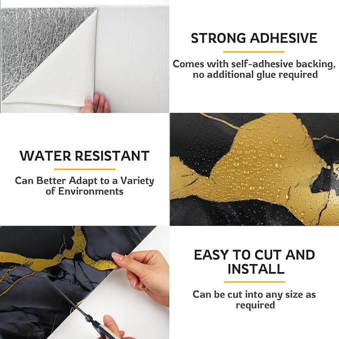 30 Sheets Marble-Effect Peel and Stick Backsplash, Self-Adhesive PVC Foam Wall Panels for Kitchen Backsplash, Bathroom, 11.8" x 11.8" - Image 8