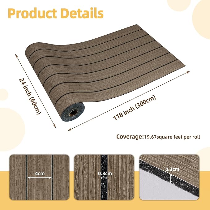 CRE8TIVE 24"x118" Large Roll Dark Brown Oak Wood Peel and Stick Wall Panels | 3D Wood Slat Wall Panel, Flexible Self Adhesive Wooded Grain Wallpaper, Foam Wall Paneling for Interior Decor Kitchen Island - Image 8