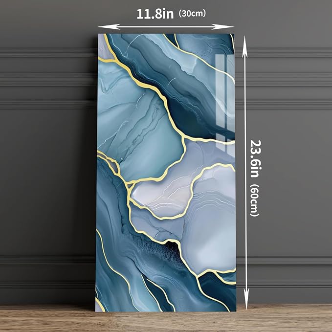 Haimin 3D Wall Panels Peel and Stick Marble Tile Look 10 Pack Waterproof | Lightweight, each 23.6x11.8in, total 19.4 sq ft. Kitchen & bath backsplash, bedroom/living rm decor. Marble-look faux tile. - Image 2