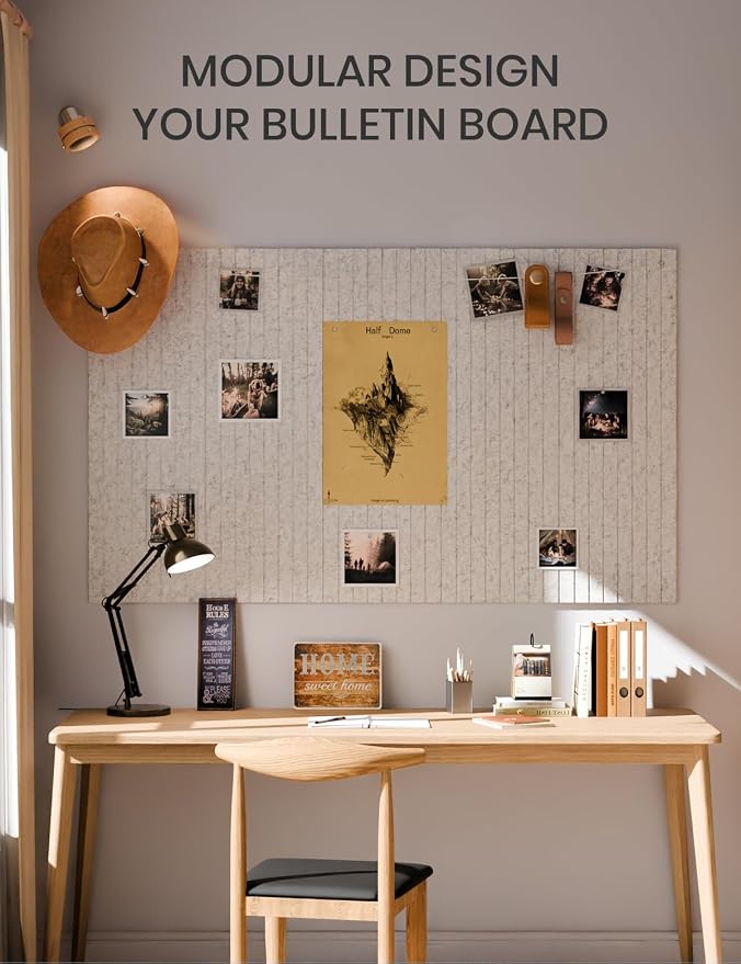 Fluxynara 36" x 24" Large Felt Bulletin Board, Light Gray | 6 Pack Cork Board Alternative with 30 Safe Adhesive Tabs, Felt Pin Boards for Wall Decor, Home, Office, Classroom, Dorm - Image 6