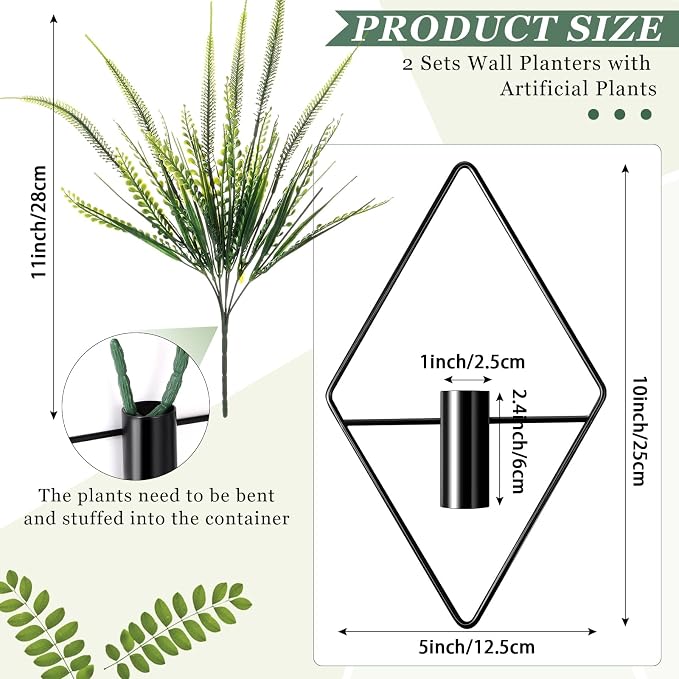 Canlierr 4 Pcs Wall Decor Hanging Planters, Boston Fern, Black - Image 2