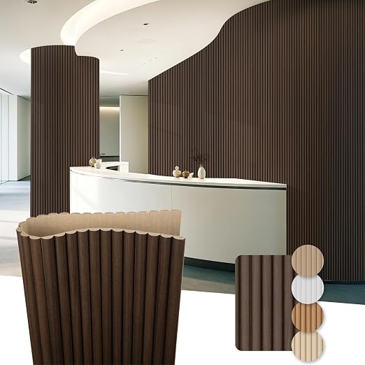 Art3d Roll-Flat Beaded Wood Slat Wall Panel, 2-Pack, 94.5 x 23.6 in, Walnut | Flexible, Durable, Crack Resistant, Glue on, Easy to Install, for New Home Buyer, Future Mover to Upgrade Office, Living Room by Art3d