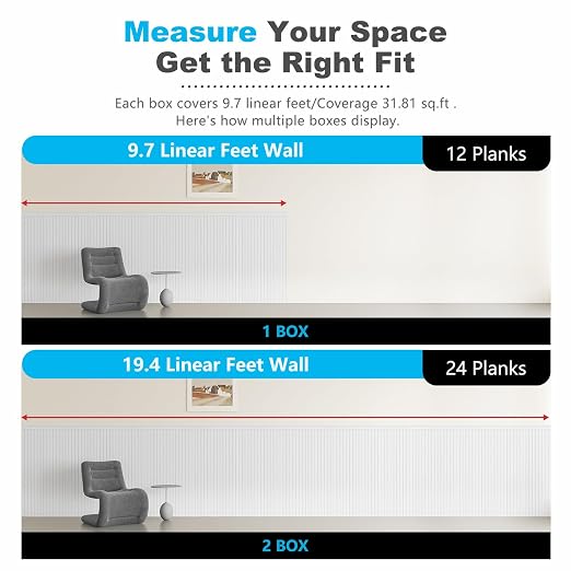 Art3d Beadboard Wainscoting Wall Panel Kit, 37.8 x 9.84 Inch, Matte White | 12-Piece Panels + 4 Edge Trims, 31 Sq.Ft. Coverage, Lightweight, Water-Resistant, Easy to Trim, for Living Room, Bedroom - Image 7
