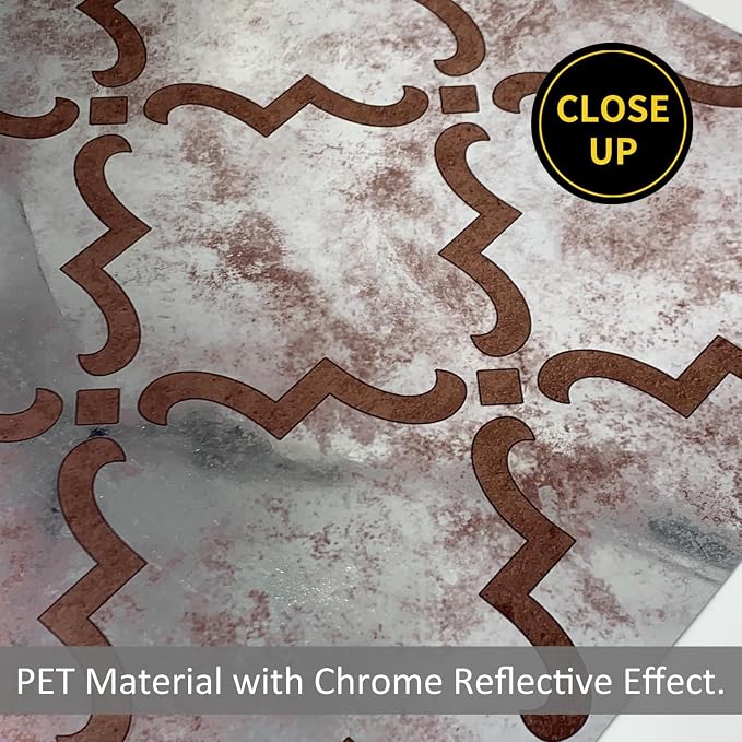LiveInUrban Vintage Foxed Moroccan Rusts Antique Chrome Reflective Style Wallpaper, Grunge Peel and Stick Contact Paper for Wall Furniture Vanity Dresser Home Decor, 15.35"x39.37" - Image 2