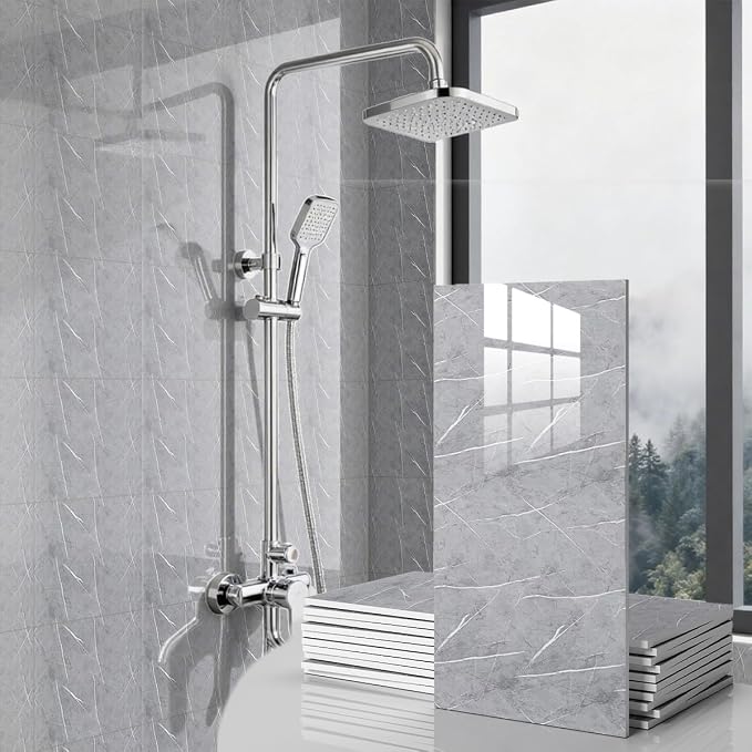 10 PCS Marble Peel and Stick Wall Panels 23.6"x11.8" Sticker | Self Adhesive, PVC, Waterproof Backsplash Tile for Bathroom, Kitchen, Living Room, Style12 - Image 7