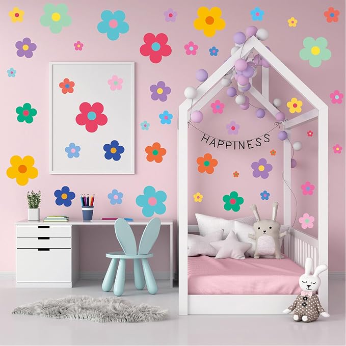 Arawat 9 Sheets Wall Stickers & Murals for Bedroom Living Room Bathroom Kitchen Flower Wall Decals Peel and Stick Floral Wall Decals Art Decor for Walls Boho Decorative Wall Stickers - Image 7