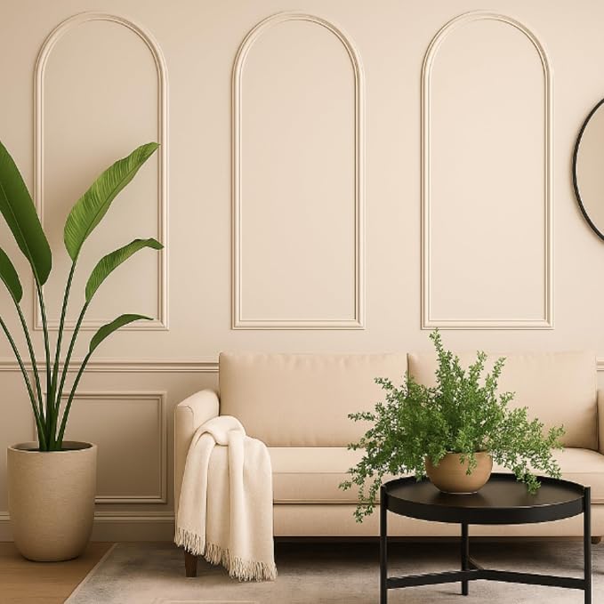 Colingmill 3 Set 24 x 64 Inch Arch Wall Molding Kit Peel Stick Arch Premade Accent Wainscoting Panel Wall Panel Decor Pre Cut Trim Kit for Home Walls Molding DIY Living Room Decor(Classic Style) - Image 4