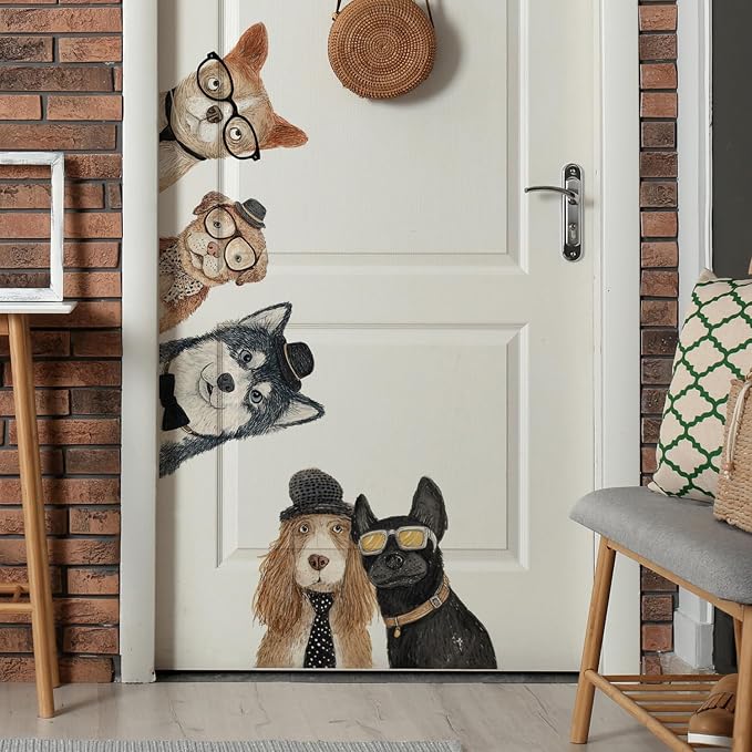 Funny Dog Wall Decals Sticker – Peeking Pet Friends Door Wall Decor, Removable Peel and Stick Vinyl Animal Wall Art for Bedroom, Living Room, Entryway, Closet, Home Decoration - Image 7