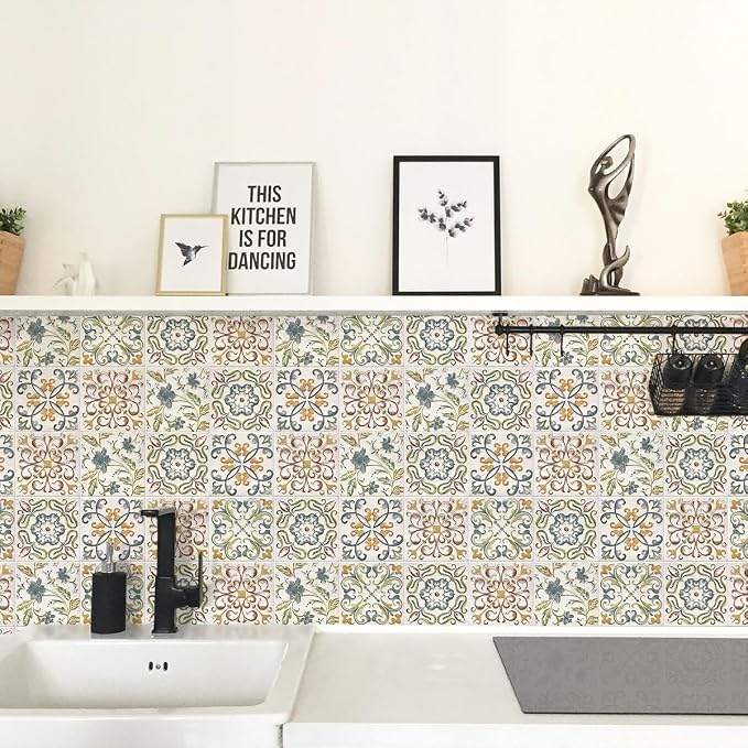 Wudnaye Faux Tile Peel and Stick Wallpaper for Kitchen Backsplash 17"×196" | Moroccan Tile Pattern Contact Paper Peel and Stick Boho Removable Self Adhesive Waterproof Vinyl Wallpaper for Bathroom - Image 5