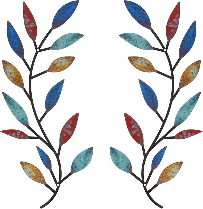 Zhengmy 2 Pcs Metal Leaf Wall Art Vine Branch Decor,Elegant Color | Olive Branch Metal Decor for Living Room Hallway, Symmetrical Leaf Pair for Doorway Entryway, Lightweight Hanging Art Design by Zhengmy