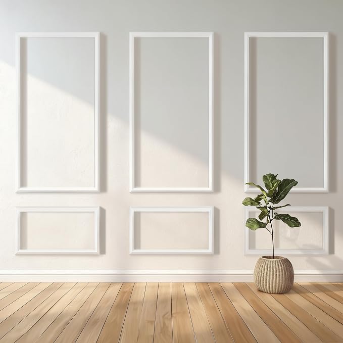 RELIANCER Peel and Stick Wall Molding Kit,30PCS Pre-Cut Door Molding Panels,3D Moulding Wainscoting Panel,Self Adhesive Walls Moulding Trim,Wall Modular Frames for Interior Walls Decor Home Bedroom by RELIANCER