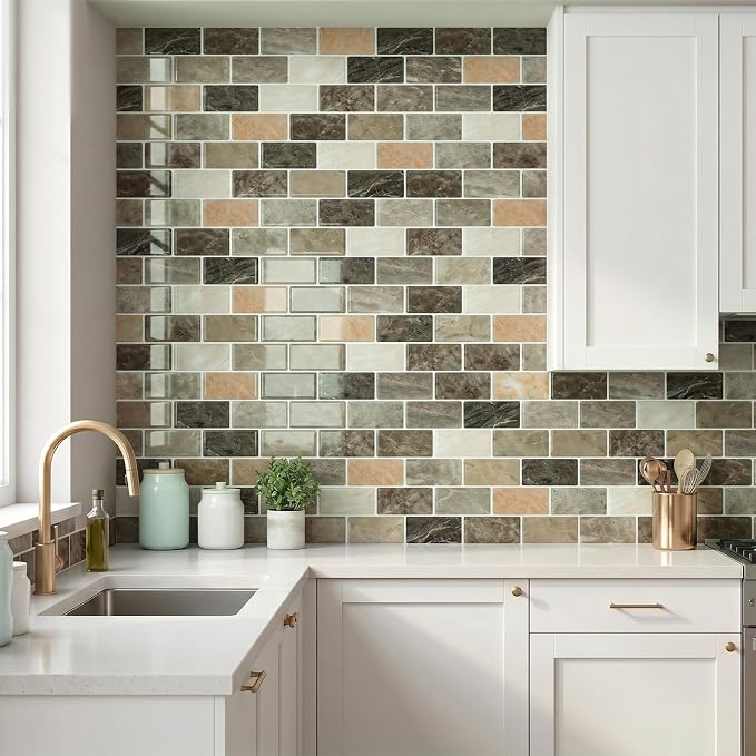 Arttown Peel and Stick 3D Wall Backsplash, 10-Sheet, 12" × 12" Brown Tan | Subway Tiles Self Adhesive Thicker Design Wall Tile Panel Wallpaper for Kitchen Balcony Bathroom Rental Housing - Image 2