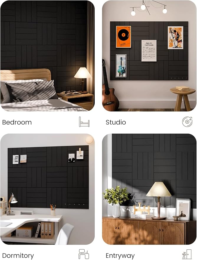 Fluxynara 48" x 36" Large Felt Bulletin Board, Black | 12 Pack Cork Board Alternative with 60 Safe Adhesive Tabs, Pin Boards for Wall Decor, Home, Office, Classroom,Dorm - Image 7