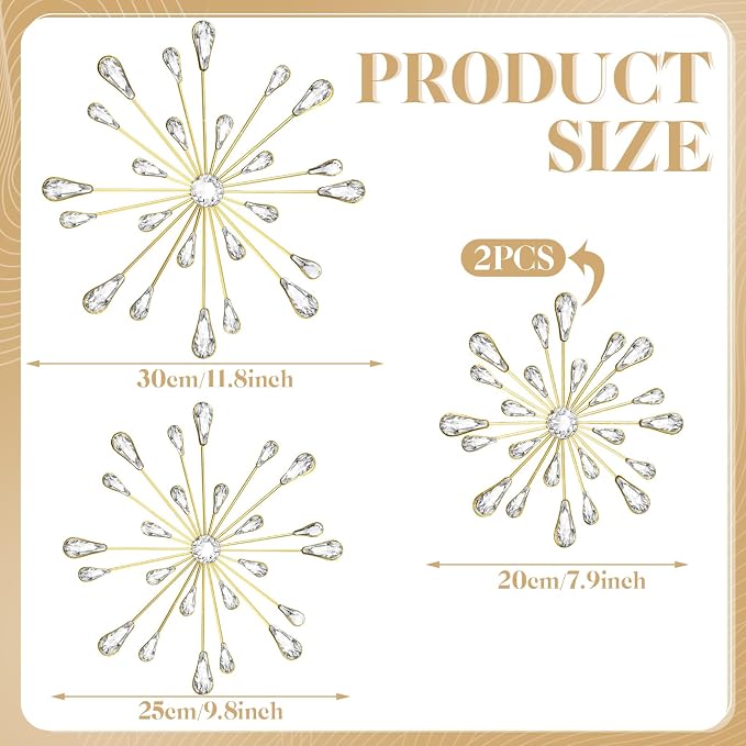 Hicarer 4 Pcs Starburst Wall Decor, Metal Wall Art, Gold - Image 4