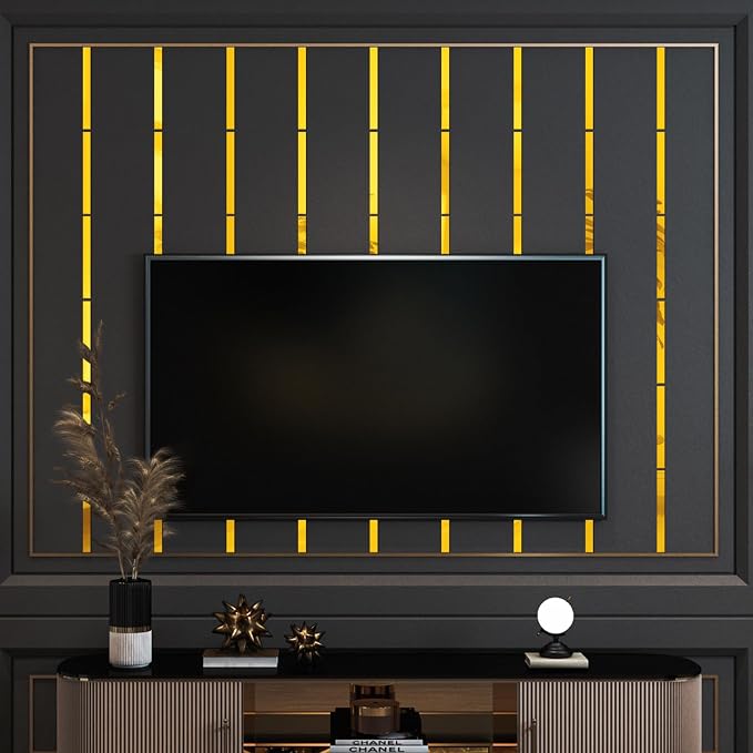 20-Piece Peel-and-Stick Acrylic Mirror Wall Trim (Gold) - Image 5