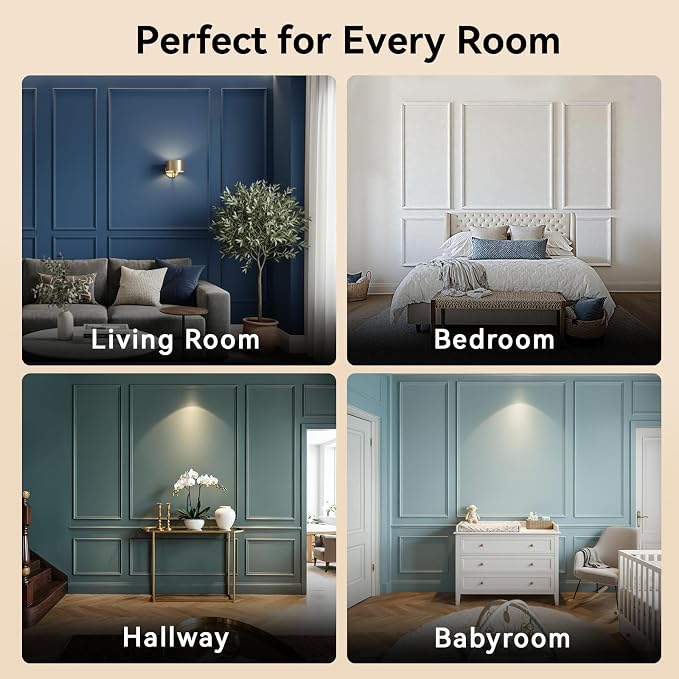 Upick Peel and Stick Wainscoting Pre-Cut Wall Molding Kit, 23"x56", 6-Frame | PS Panels,Moisture Resistant,Pre-Primed,DIY Installation,Accent Walls,Living Room,Hallway,Bathroom,Trim for Walls - Image 9