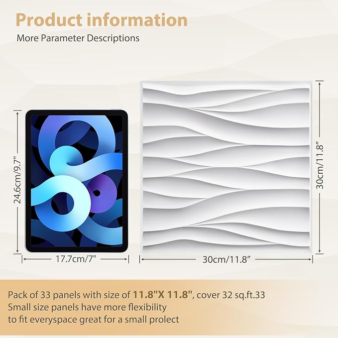 Heikki 30 Pack 3D Wall Panel for Interior Wall Décor, PVC Flower Textured Wall Panels for Living Room Bedroom Hotel Office, 11.8"x11.8", Double-Sided Tape (White-YZ) - Image 4