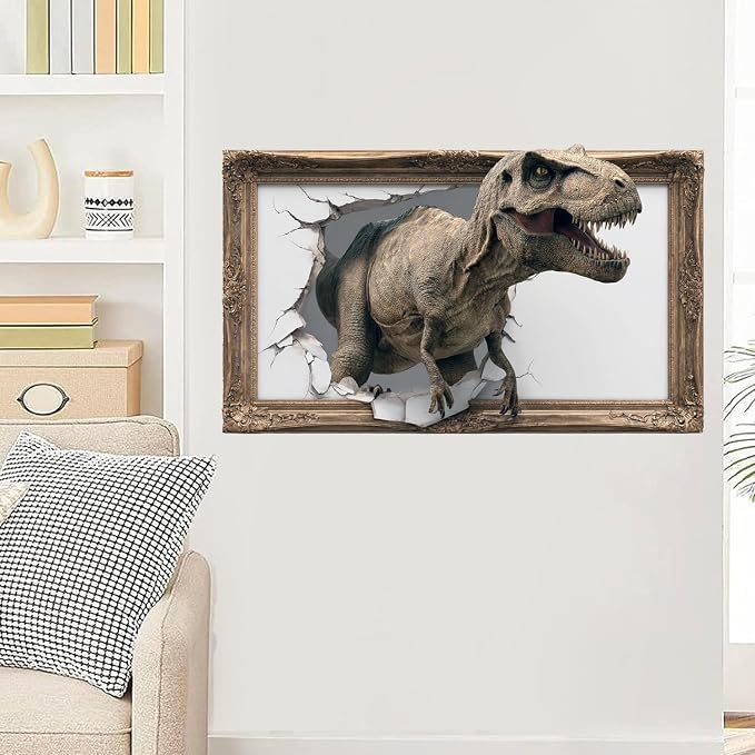 Dinosaur Wall Decals Stickers, Realistic Animal Wall Art Peel and Stick, Removable Vinyl Wall Decor for Bedroom, Living Room, Office, Home Decoration - Image 6