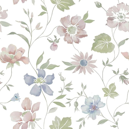Heroad Floral Peel Stick Wallpaper Vintage Cottage Contact Paper Farmhouse | Boho Stick on Wall Paper,Removable Wallpaper for Bathroom Bedroom Cabinets,Self-Adhesive Wildflower Decor Vinyl 17.3''x196'' by HeroadBrand