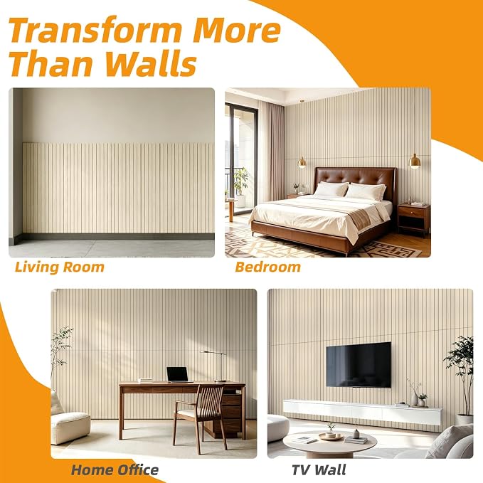 WOWSTAR 6-Pack Peel and Stick PVC Wood Slat Wall Panel，Thickened Wood Grain Wallpaper, 3D Wall Panels, 48" x15.74", Teak - Image 8