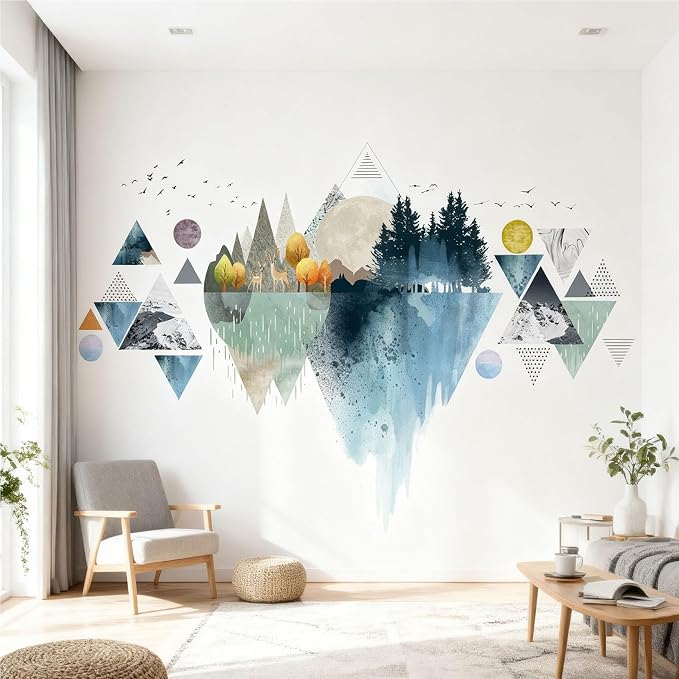 Mountain Decals for Walls Decals Peel and Stick Nature Arch Wall Decal Geometric Wall Stickers Forest Wall Mural or Living Room - Image 3